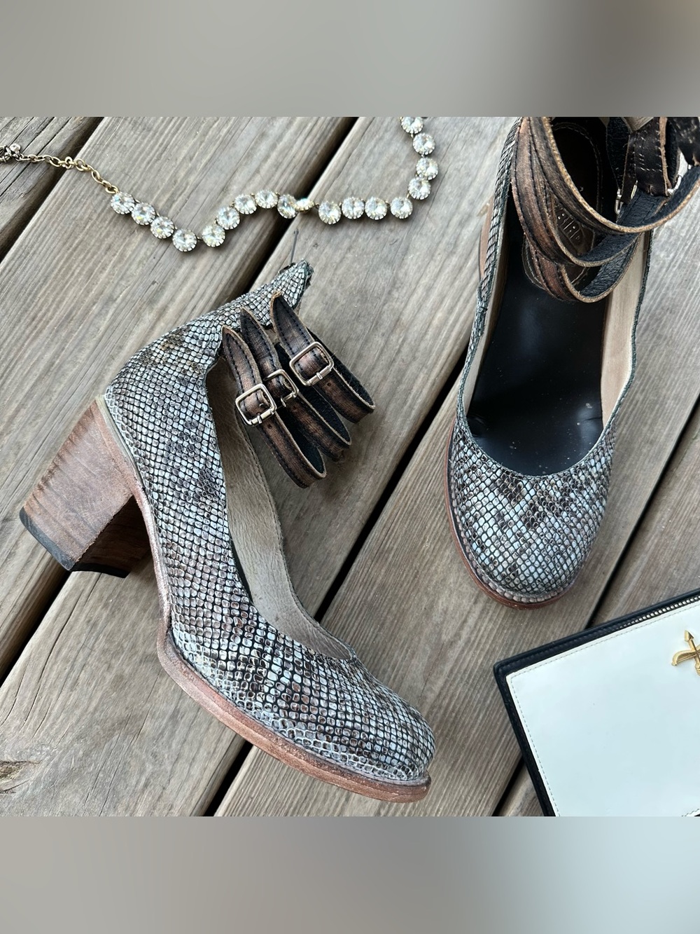 Freebird by Steven Randi Blue Multi Snake Python Heel 9